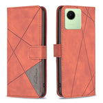 Custodia per telefono in pelle con struttura a rombo con fibbia magnetica, For Realme C30