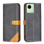 Custodia per telefono in pelle con doppio filo per cucire abbinato, For Realme C30