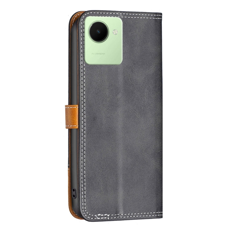 Custodia per telefono in pelle con doppio filo per cucire abbinato, For Realme C30