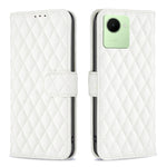 Custodia per telefono a conchiglia in pelle con portafoglio Diamond Lattice, For Realme C30