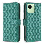 Custodia per telefono a conchiglia in pelle con portafoglio Diamond Lattice, For Realme C30