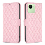 Custodia per telefono a conchiglia in pelle con portafoglio Diamond Lattice, For Realme C30