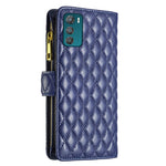 Custodia per telefono a conchiglia in pelle con portafoglio con cerniera Diamond Lattice, For Motorola Moto G42 4G, For Motorola Moto G62, For Nothing Phone 1, For OPPO A57 4G
