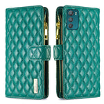 Custodia per telefono a conchiglia in pelle con portafoglio con cerniera Diamond Lattice, For Motorola Moto G42 4G, For Motorola Moto G62, For Nothing Phone 1, For OPPO A57 4G