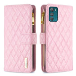 Custodia per telefono a conchiglia in pelle con portafoglio con cerniera Diamond Lattice, For Motorola Moto G42 4G, For Motorola Moto G62, For Nothing Phone 1, For OPPO A57 4G
