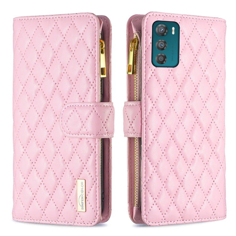 Custodia per telefono a conchiglia in pelle con portafoglio con cerniera Diamond Lattice, For Motorola Moto G42 4G, For Motorola Moto G62, For Nothing Phone 1, For OPPO A57 4G