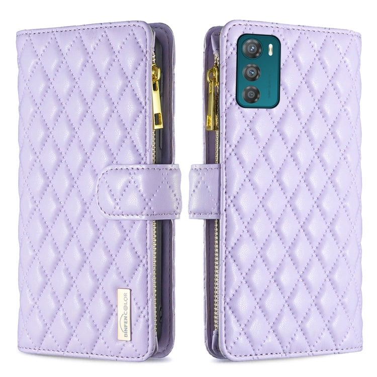 Custodia per telefono a conchiglia in pelle con portafoglio con cerniera Diamond Lattice, For Motorola Moto G42 4G, For Motorola Moto G62, For Nothing Phone 1, For OPPO A57 4G