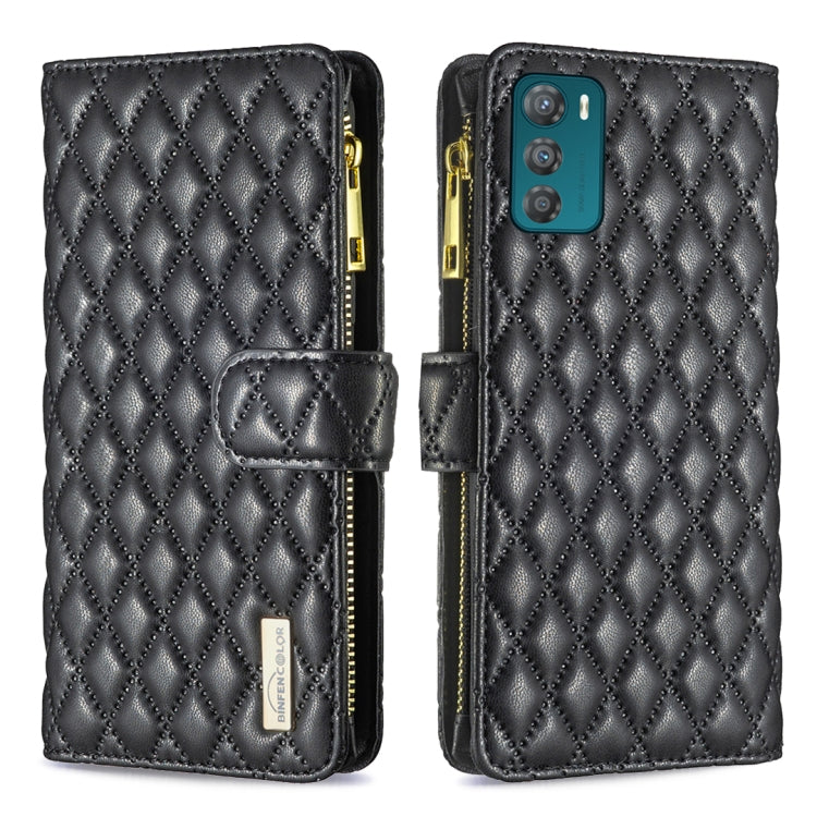 Custodia per telefono a conchiglia in pelle con portafoglio con cerniera Diamond Lattice, For Motorola Moto G42 4G, For Motorola Moto G62, For Nothing Phone 1, For OPPO A57 4G