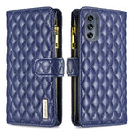 Custodia per telefono a conchiglia in pelle con portafoglio con cerniera Diamond Lattice, For Motorola Moto G42 4G, For Motorola Moto G62, For Nothing Phone 1, For OPPO A57 4G