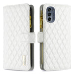 Custodia per telefono a conchiglia in pelle con portafoglio con cerniera Diamond Lattice, For Motorola Moto G42 4G, For Motorola Moto G62, For Nothing Phone 1, For OPPO A57 4G