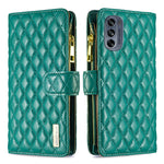 Custodia per telefono a conchiglia in pelle con portafoglio con cerniera Diamond Lattice, For Motorola Moto G42 4G, For Motorola Moto G62, For Nothing Phone 1, For OPPO A57 4G