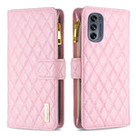 Custodia per telefono a conchiglia in pelle con portafoglio con cerniera Diamond Lattice, For Motorola Moto G42 4G, For Motorola Moto G62, For Nothing Phone 1, For OPPO A57 4G