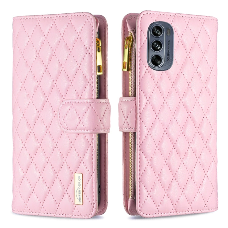 Custodia per telefono a conchiglia in pelle con portafoglio con cerniera Diamond Lattice, For Motorola Moto G42 4G, For Motorola Moto G62, For Nothing Phone 1, For OPPO A57 4G