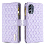 Custodia per telefono a conchiglia in pelle con portafoglio con cerniera Diamond Lattice, For Motorola Moto G42 4G, For Motorola Moto G62, For Nothing Phone 1, For OPPO A57 4G