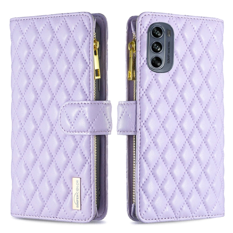 Custodia per telefono a conchiglia in pelle con portafoglio con cerniera Diamond Lattice, For Motorola Moto G42 4G, For Motorola Moto G62, For Nothing Phone 1, For OPPO A57 4G