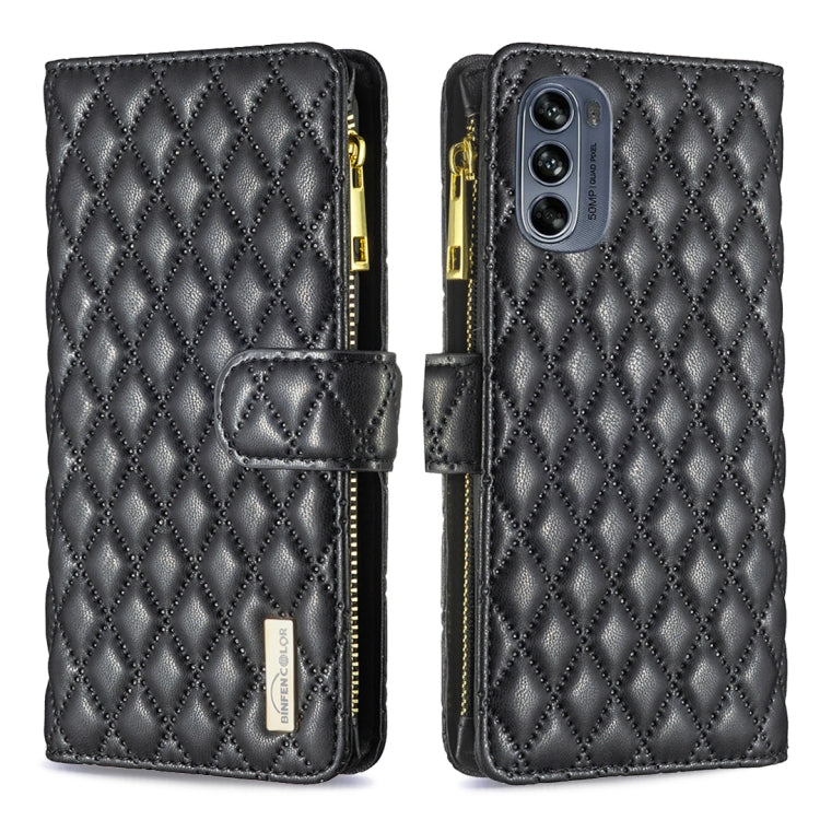 Custodia per telefono a conchiglia in pelle con portafoglio con cerniera Diamond Lattice, For Motorola Moto G42 4G, For Motorola Moto G62, For Nothing Phone 1, For OPPO A57 4G