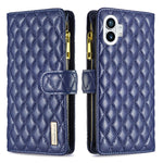 Custodia per telefono a conchiglia in pelle con portafoglio con cerniera Diamond Lattice, For Motorola Moto G42 4G, For Motorola Moto G62, For Nothing Phone 1, For OPPO A57 4G
