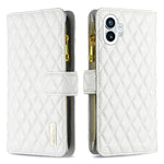 Custodia per telefono a conchiglia in pelle con portafoglio con cerniera Diamond Lattice, For Motorola Moto G42 4G, For Motorola Moto G62, For Nothing Phone 1, For OPPO A57 4G