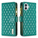 Custodia per telefono a conchiglia in pelle con portafoglio con cerniera Diamond Lattice, For Motorola Moto G42 4G, For Motorola Moto G62, For Nothing Phone 1, For OPPO A57 4G