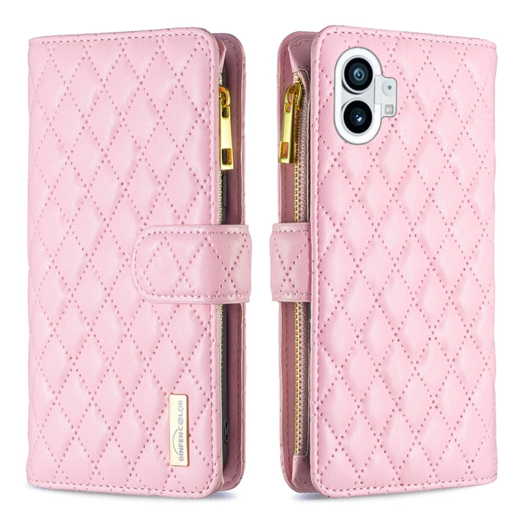 Custodia per telefono a conchiglia in pelle con portafoglio con cerniera Diamond Lattice, For Motorola Moto G42 4G, For Motorola Moto G62, For Nothing Phone 1, For OPPO A57 4G