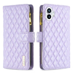Custodia per telefono a conchiglia in pelle con portafoglio con cerniera Diamond Lattice, For Motorola Moto G42 4G, For Motorola Moto G62, For Nothing Phone 1, For OPPO A57 4G