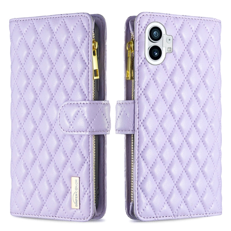 Custodia per telefono a conchiglia in pelle con portafoglio con cerniera Diamond Lattice, For Motorola Moto G42 4G, For Motorola Moto G62, For Nothing Phone 1, For OPPO A57 4G