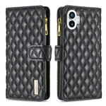 Custodia per telefono a conchiglia in pelle con portafoglio con cerniera Diamond Lattice, For Motorola Moto G42 4G, For Motorola Moto G62, For Nothing Phone 1, For OPPO A57 4G