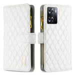 Custodia per telefono a conchiglia in pelle con portafoglio con cerniera Diamond Lattice, For Motorola Moto G42 4G, For Motorola Moto G62, For Nothing Phone 1, For OPPO A57 4G