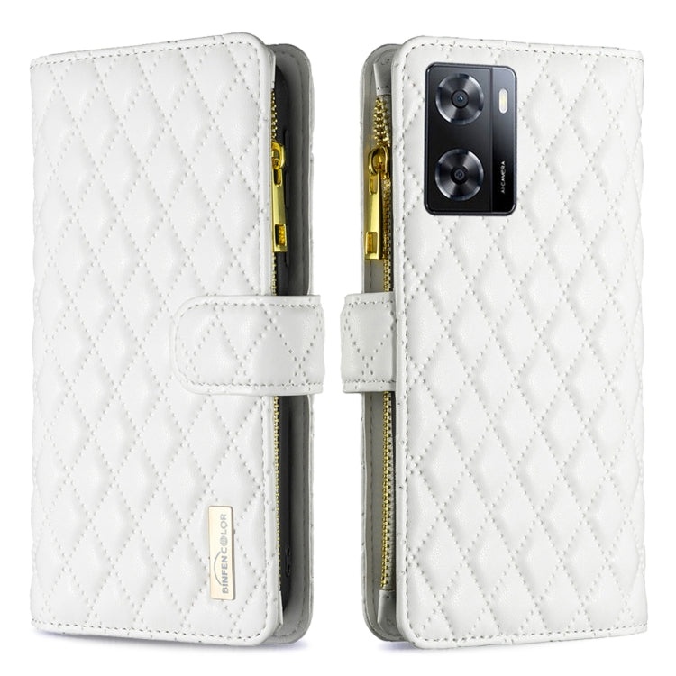 Custodia per telefono a conchiglia in pelle con portafoglio con cerniera Diamond Lattice, For Motorola Moto G42 4G, For Motorola Moto G62, For Nothing Phone 1, For OPPO A57 4G