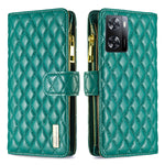 Custodia per telefono a conchiglia in pelle con portafoglio con cerniera Diamond Lattice, For Motorola Moto G42 4G, For Motorola Moto G62, For Nothing Phone 1, For OPPO A57 4G