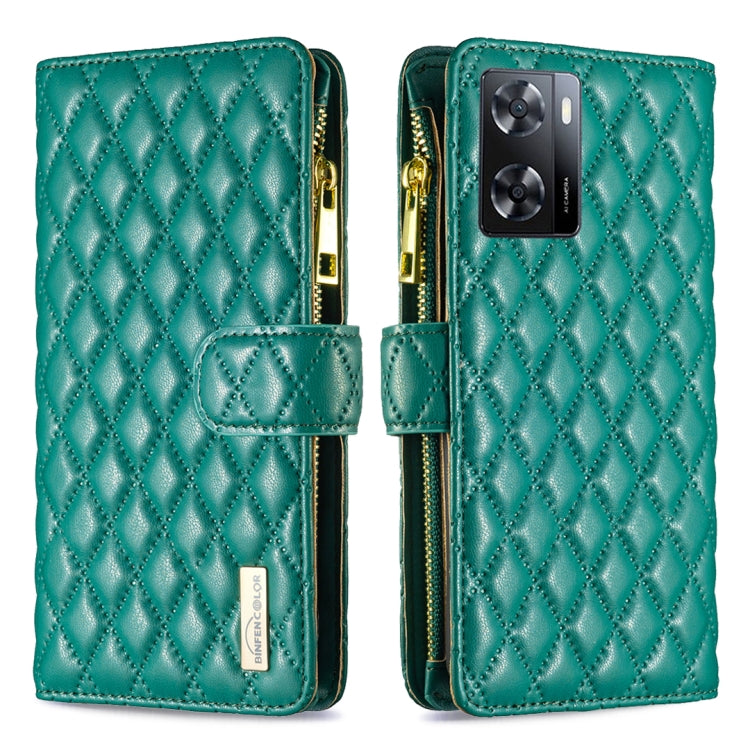 Custodia per telefono a conchiglia in pelle con portafoglio con cerniera Diamond Lattice, For Motorola Moto G42 4G, For Motorola Moto G62, For Nothing Phone 1, For OPPO A57 4G