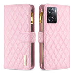 Custodia per telefono a conchiglia in pelle con portafoglio con cerniera Diamond Lattice, For Motorola Moto G42 4G, For Motorola Moto G62, For Nothing Phone 1, For OPPO A57 4G