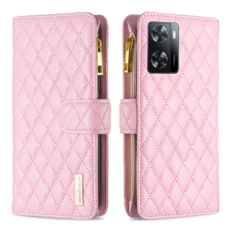 Custodia per telefono a conchiglia in pelle con portafoglio con cerniera Diamond Lattice, For Motorola Moto G42 4G, For Motorola Moto G62, For Nothing Phone 1, For OPPO A57 4G