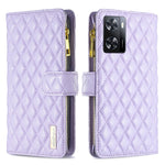 Custodia per telefono a conchiglia in pelle con portafoglio con cerniera Diamond Lattice, For Motorola Moto G42 4G, For Motorola Moto G62, For Nothing Phone 1, For OPPO A57 4G