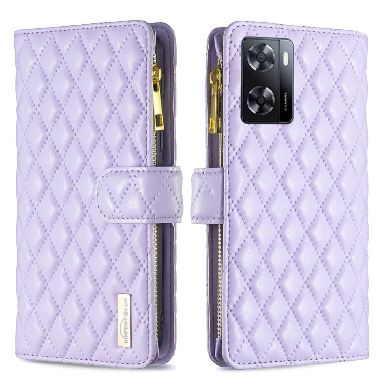 Custodia per telefono a conchiglia in pelle con portafoglio con cerniera Diamond Lattice, For Motorola Moto G42 4G, For Motorola Moto G62, For Nothing Phone 1, For OPPO A57 4G