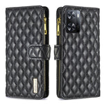 Custodia per telefono a conchiglia in pelle con portafoglio con cerniera Diamond Lattice, For Motorola Moto G42 4G, For Motorola Moto G62, For Nothing Phone 1, For OPPO A57 4G