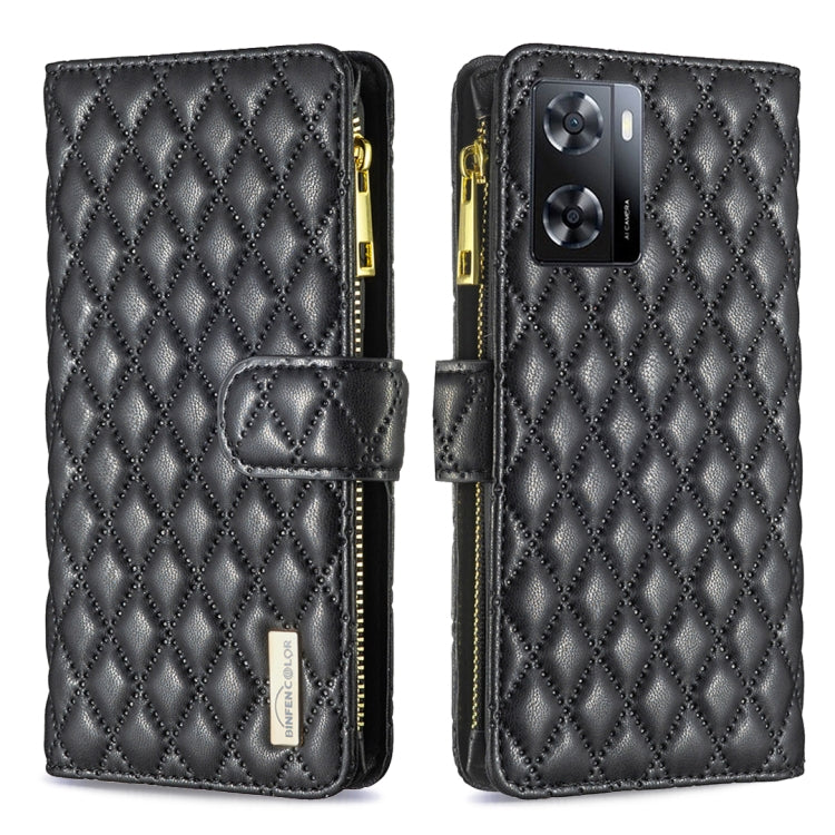 Custodia per telefono a conchiglia in pelle con portafoglio con cerniera Diamond Lattice, For Motorola Moto G42 4G, For Motorola Moto G62, For Nothing Phone 1, For OPPO A57 4G