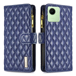 Custodia per telefono a conchiglia in pelle con portafoglio con cerniera Diamond Lattice, For Realme C30