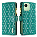 Custodia per telefono a conchiglia in pelle con portafoglio con cerniera Diamond Lattice, For Realme C30