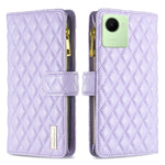 Custodia per telefono a conchiglia in pelle con portafoglio con cerniera Diamond Lattice, For Realme C30