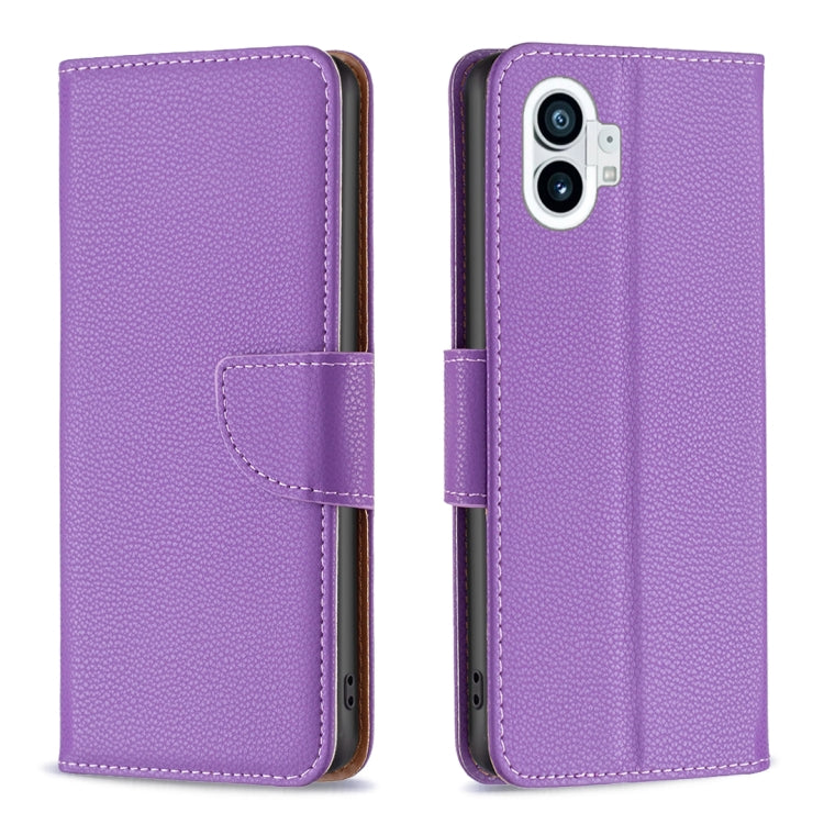 Custodia per telefono in pelle di colore puro con texture Litchi, For Nothing Phone 1