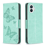 Custodia per telefono in pelle goffrata con due farfalle, For Nothing Phone 1
