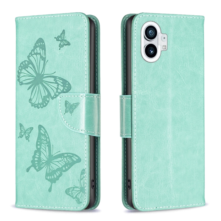Custodia per telefono in pelle goffrata con due farfalle, For Nothing Phone 1