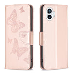 Custodia per telefono in pelle goffrata con due farfalle, For Nothing Phone 1