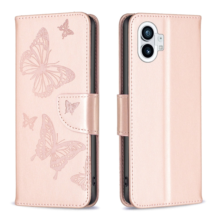 Custodia per telefono in pelle goffrata con due farfalle, For Nothing Phone 1