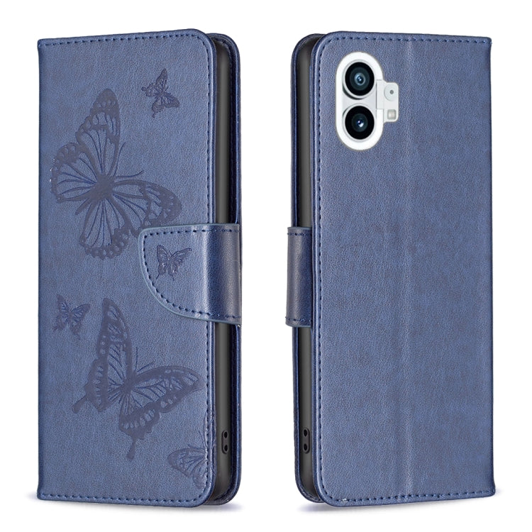 Custodia per telefono in pelle goffrata con due farfalle, For Nothing Phone 1