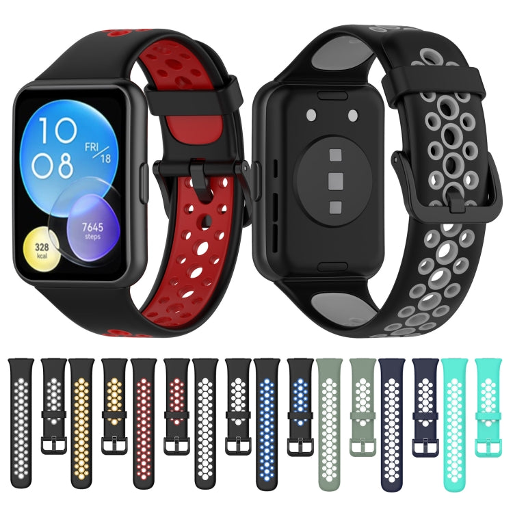 Per Huawei Watch Fit 2 cinturino in silicone traspirante bicolore