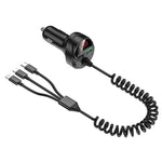 C68 LED Display Digitale QC3.0 Caricabatteria da Auto Veloce 3 in 1 con Cavo a Molla, C68 with Spring Cable, C68 (Silver)