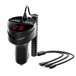 C68 LED Display Digitale QC3.0 Caricabatteria da Auto Veloce 3 in 1 con Cavo a Molla, C68 with Spring Cable, C68 (Silver)