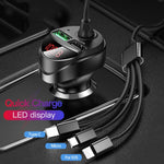 C68 LED Display Digitale QC3.0 Caricabatteria da Auto Veloce 3 in 1 con Cavo a Molla, C68 with Spring Cable, C68 (Silver)